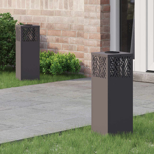 vidaXL Ηλιακό LED Φως Δρόμου 2 pcs Μαύρο Κρύο Ρολαρισμένο Χάλυβα