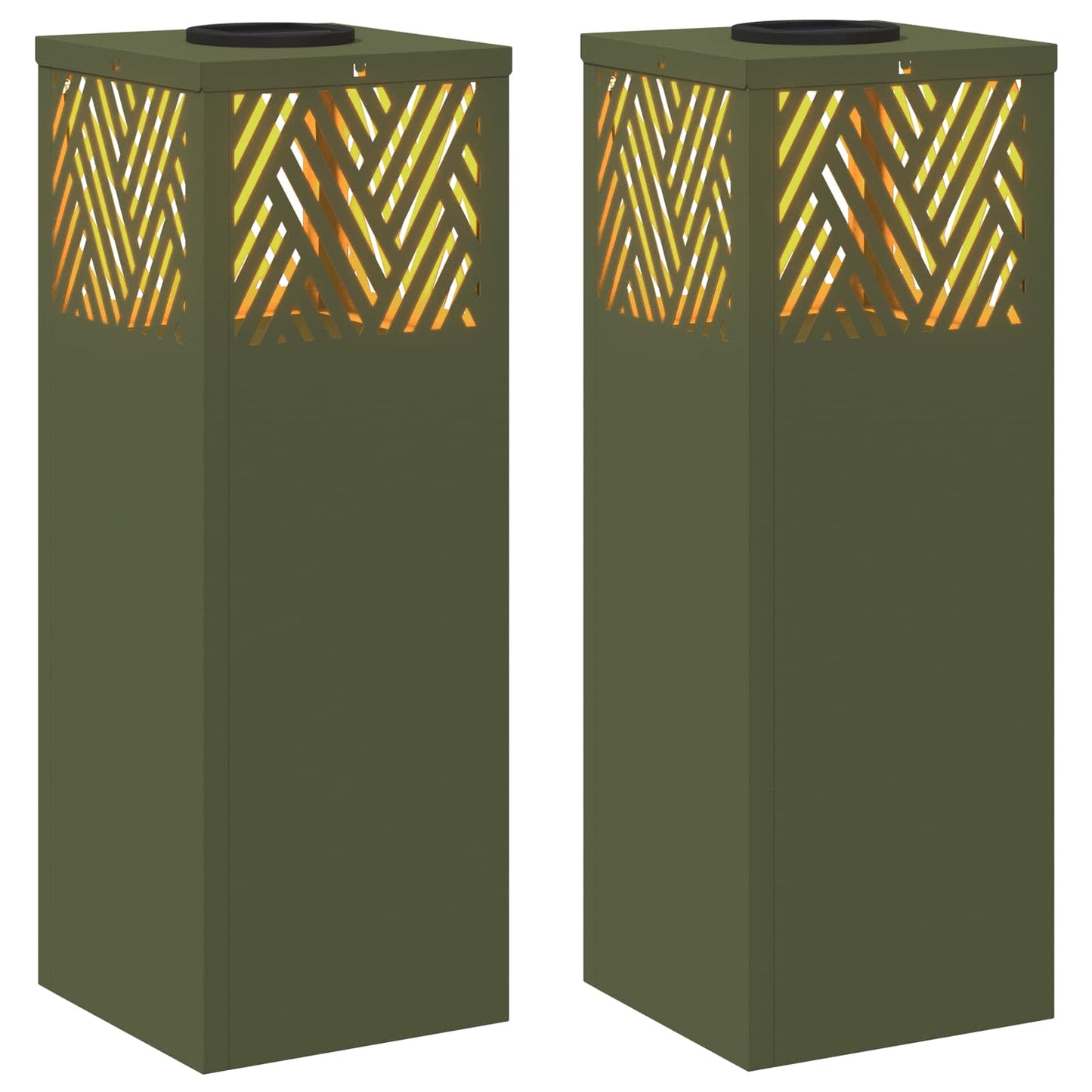 vidaXL Ηλιακό LED Φως Δρόμου με φώτα με μπαταρία 2 pcs Ελιά Πράσινη