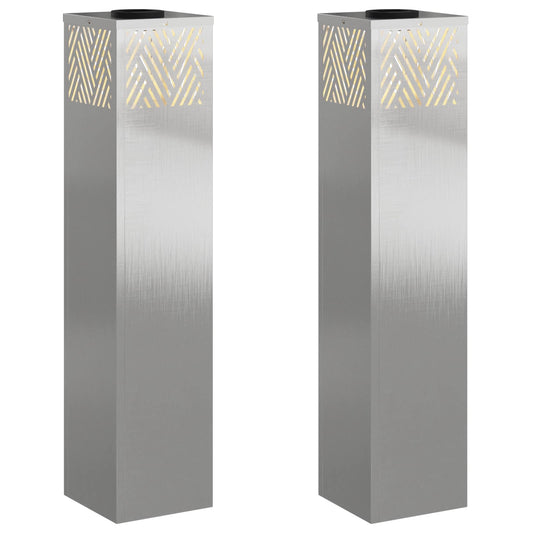 vidaXL Ηλιακό LED Φως Δρόμου 2 pcs Ασημί Ανοξείδωτο ατσάλι