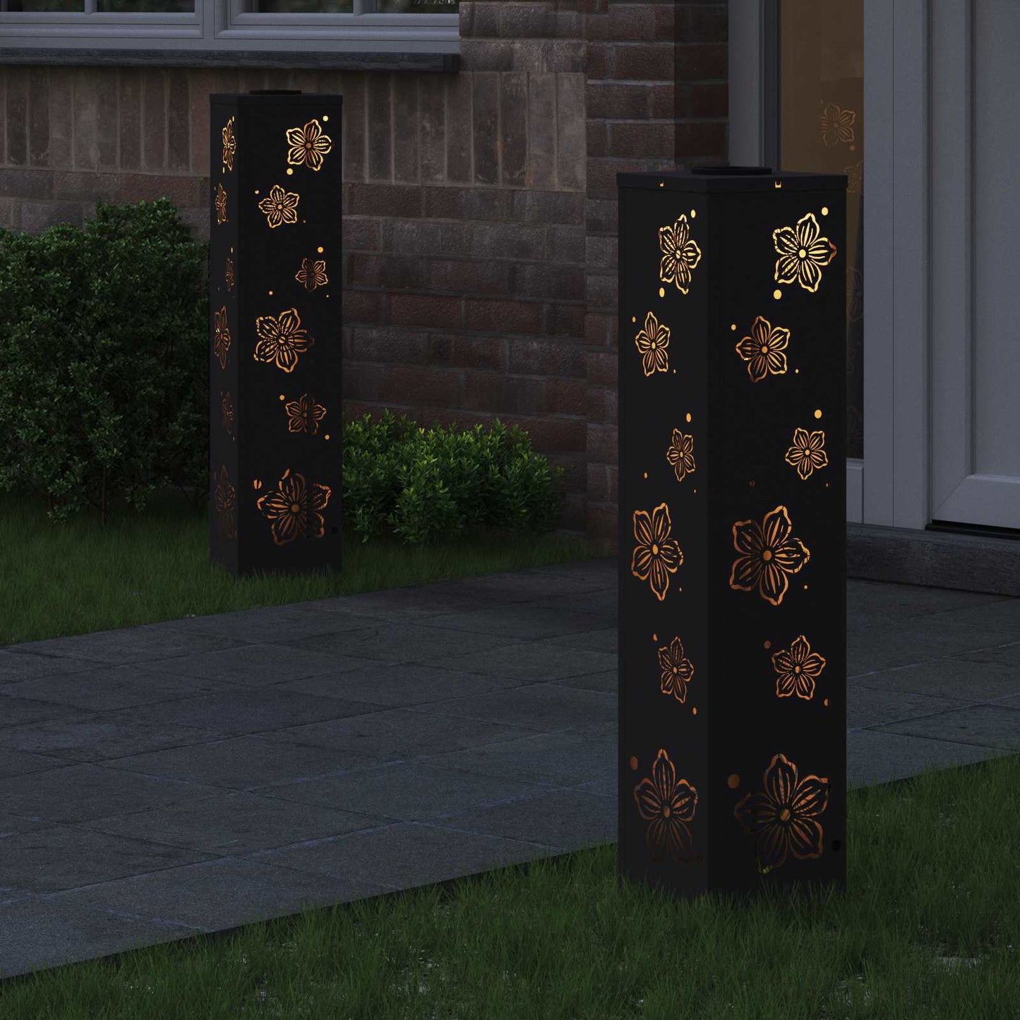 vidaXL Ηλιακό LED Φως Δρόμου 2 pcs Μαύρο Κρύο Ρολαρισμένο Χάλυβα