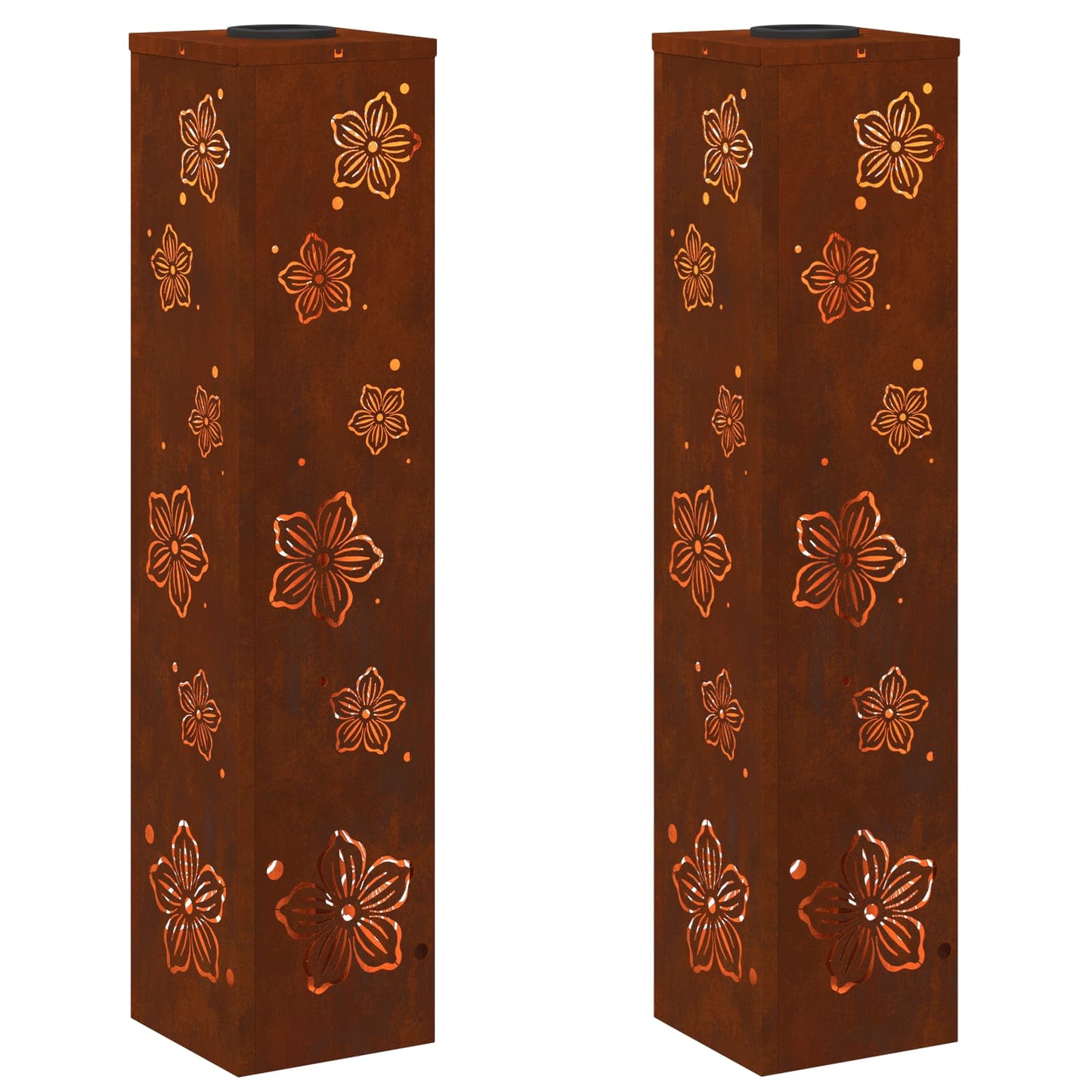 vidaXL Ηλιακό LED Φως Δρόμου 2 pcs Σκ rusty Ατσάλι Σκληρυθέν στον Αέρα