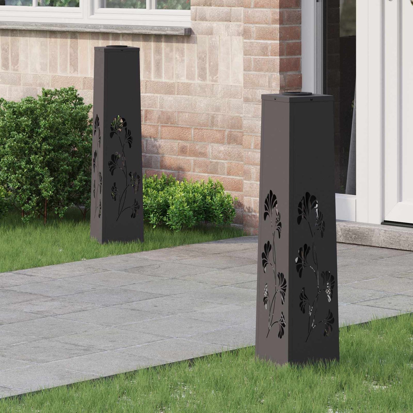 vidaXL Ηλιακό LED Φως Δρόμου 2 pcs Μαύρο Κρύο Ρολαρισμένο Χάλυβα