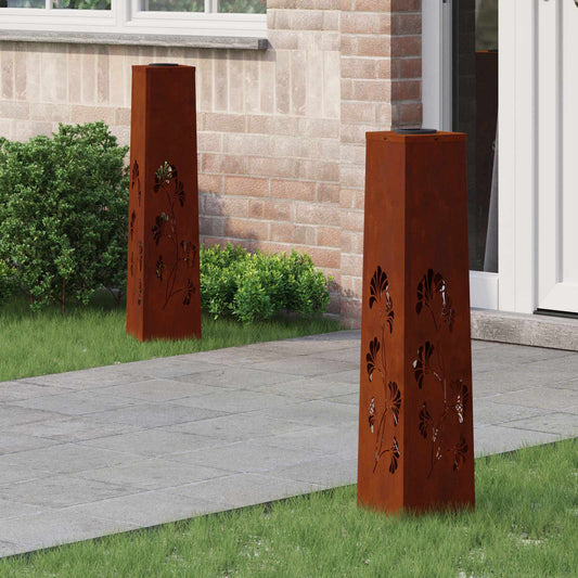 vidaXL Ηλιακό LED Φως Δρόμου 2 pcs Σκ rusty Ατσάλι Σκληρυθέν στον Αέρα