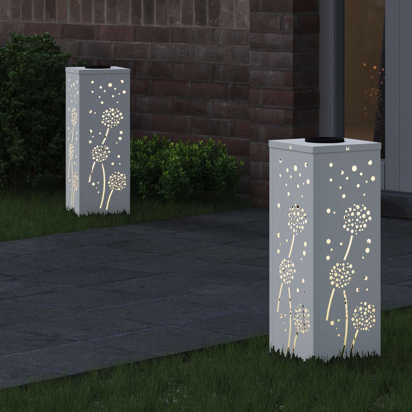 vidaXL Ηλιακό LED Φως Δρόμου 2 pcs Λευκό Κρύο Ρολαρισμένο Χάλυβα