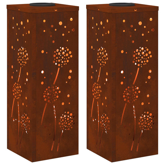 vidaXL Ηλιακό LED Φως Δρόμου 2 pcs Σκ rusty Ατσάλι Σκληρυθέν στον Αέρα