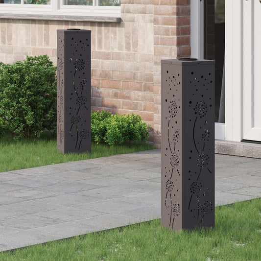 vidaXL Ηλιακό LED Φως Δρόμου 2 pcs Μαύρο Κρύο Ρολαρισμένο Χάλυβα