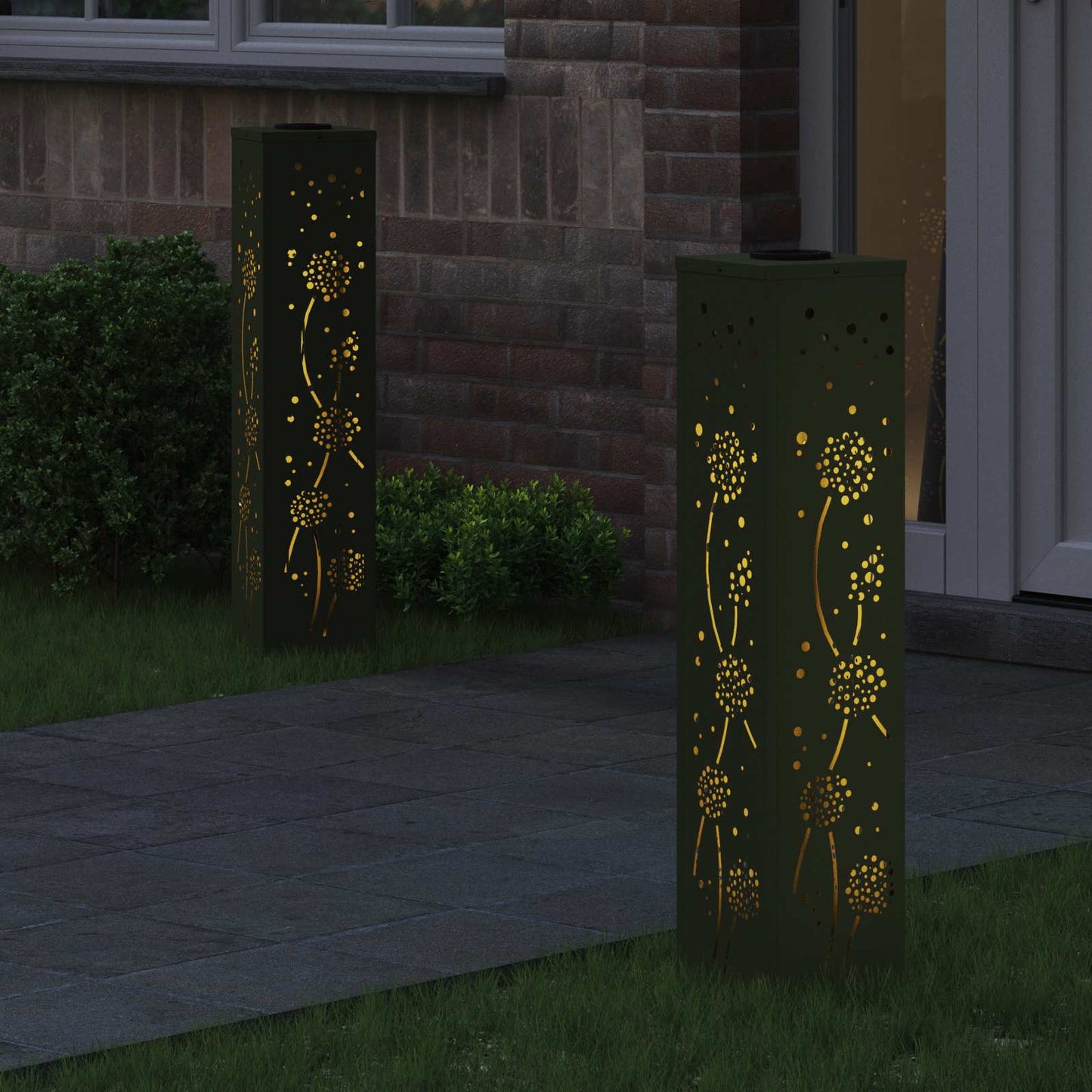 vidaXL Ηλιακό LED Φως Δρόμου με φώτα με μπαταρία 2 pcs Ελιά Πράσινη