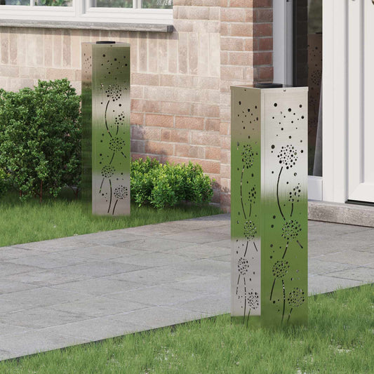 vidaXL Ηλιακό LED Φως Δρόμου 2 pcs Ανοξείδωτο ατσάλι Ανοξείδωτο ατσάλι