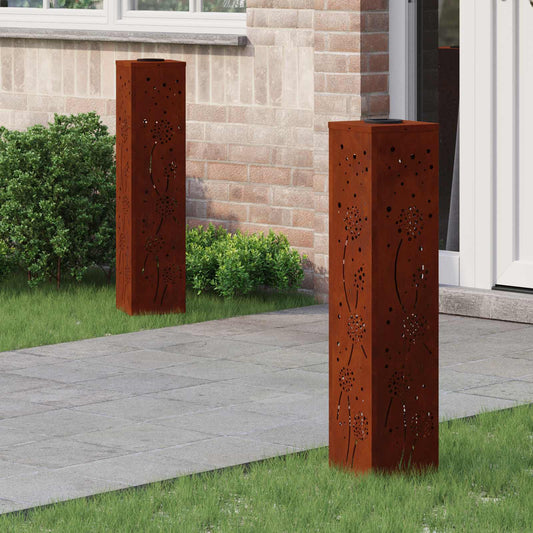 vidaXL Ηλιακό LED Φως Δρόμου 2 pcs Σκ rusty Ατσάλι Σκληρυθέν στον Αέρα
