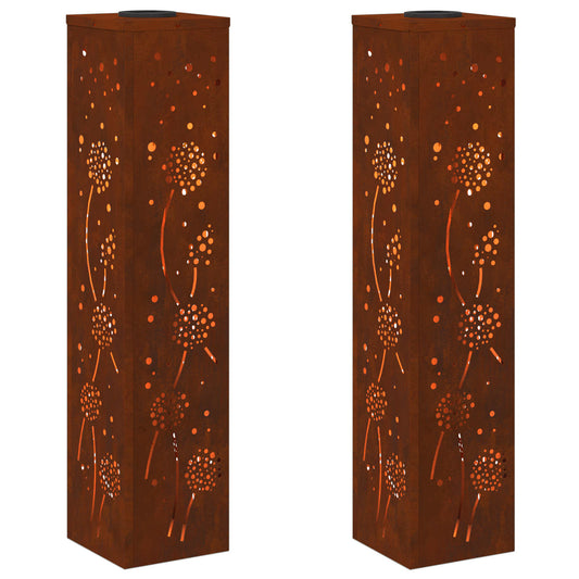 vidaXL Ηλιακό LED Φως Δρόμου 2 pcs Χάλυβας Corten Χάλυβας Corten