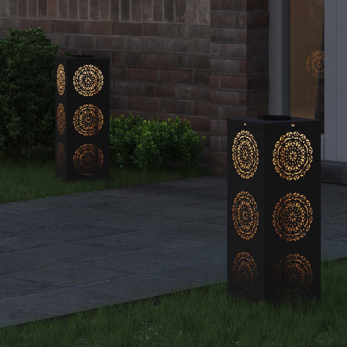 vidaXL Ηλιακό LED Φως Δρόμου 2 pcs Μαύρο Κρύο Ρολαρισμένο Χάλυβα