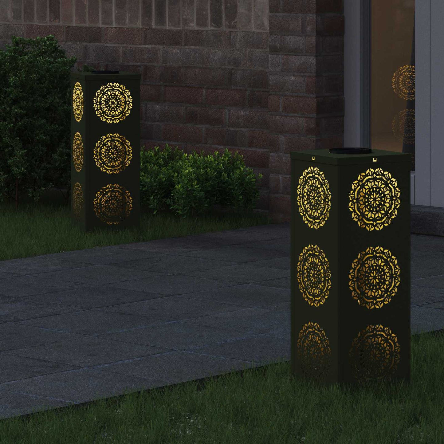 vidaXL Ηλιακό LED Φως Δρόμου με φώτα με μπαταρία 2 pcs Ελιά Πράσινη