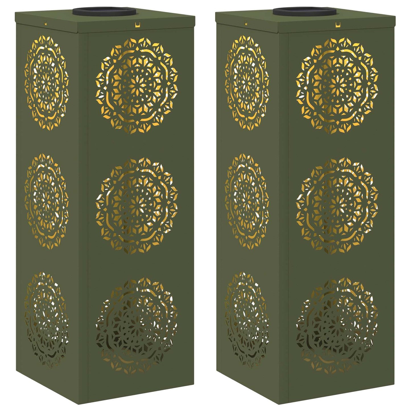 vidaXL Ηλιακό LED Φως Δρόμου με φώτα με μπαταρία 2 pcs Ελιά Πράσινη