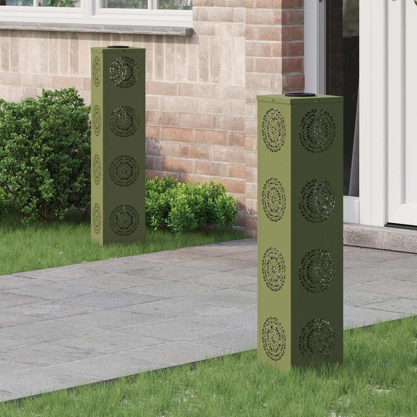 vidaXL Ηλιακό LED Φως Δρόμου με φώτα με μπαταρία 2 pcs Ελιά Πράσινη