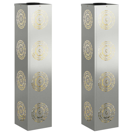 vidaXL Ηλιακό LED Φως Δρόμου 2 pcs Ασημί Γαλβανισμένο Χάλυβα