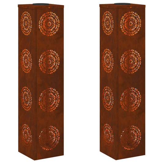 vidaXL Ηλιακό LED Φως Δρόμου 2 pcs Σκ rusty Ατσάλι Σκληρυθέν στον Αέρα