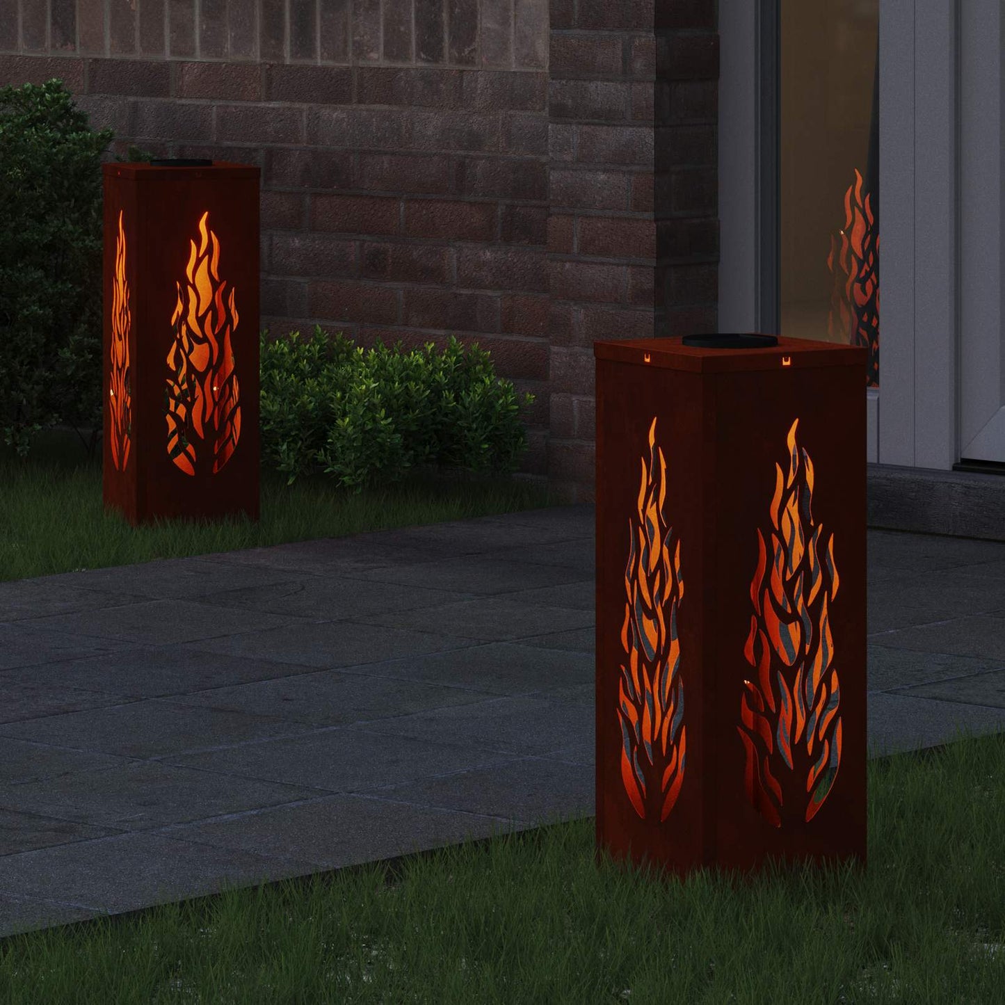 vidaXL Ηλιακό LED Φως Δρόμου 2 pcs Χάλυβας Corten Χάλυβας Corten