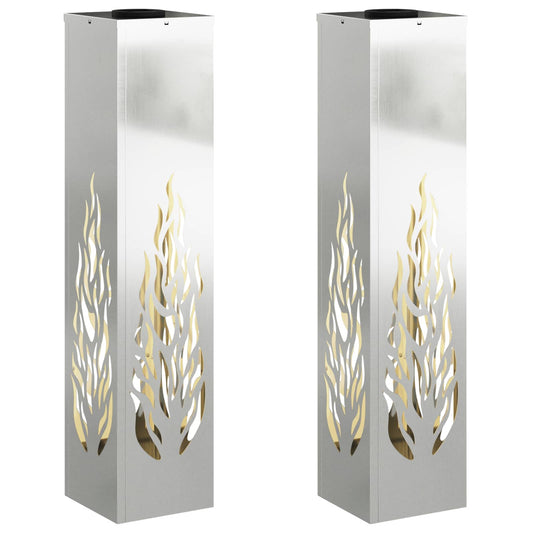 vidaXL Ηλιακό LED Φως Δρόμου 2 pcs Ασημί Γαλβανισμένο Χάλυβα
