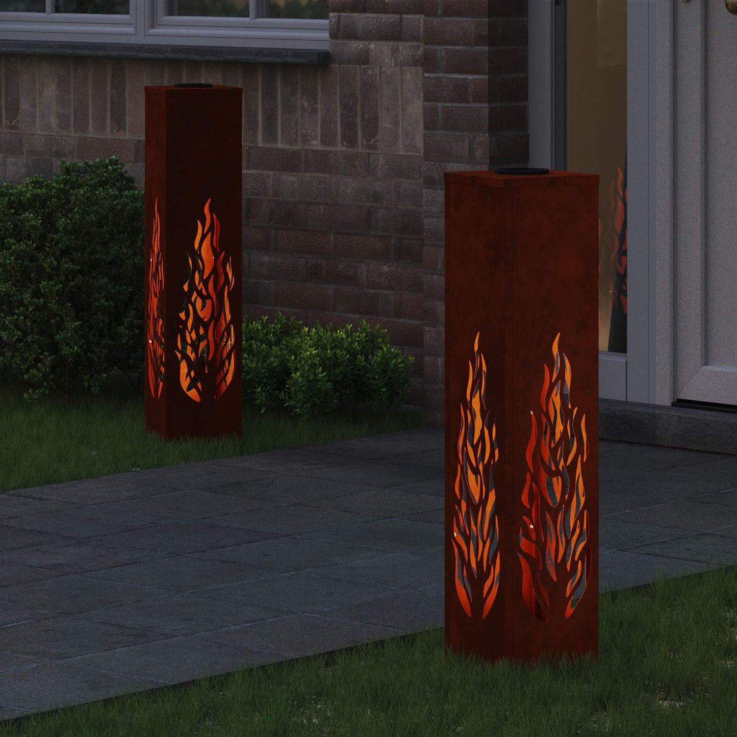 vidaXL Ηλιακό LED Φως Δρόμου 2 pcs Χάλυβας Corten Χάλυβας Corten