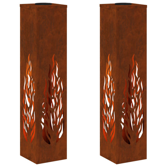 vidaXL Ηλιακό LED Φως Δρόμου 2 pcs Σκ rusty Ατσάλι Σκληρυθέν στον Αέρα
