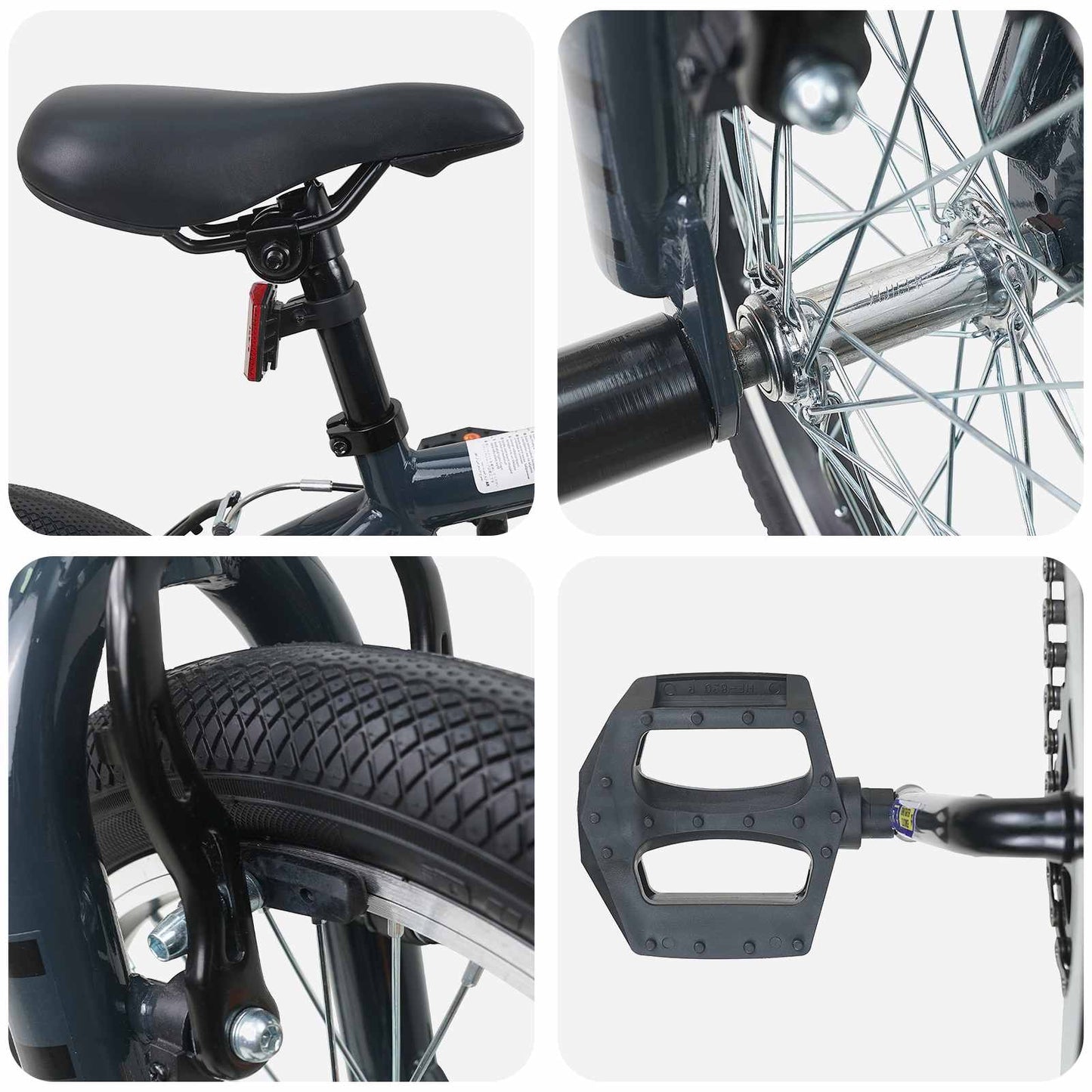 vidaXL BMX Ποδήλατο 16 ίντσες για παιδιά 5-8 ετών Σκούρο Γκρι