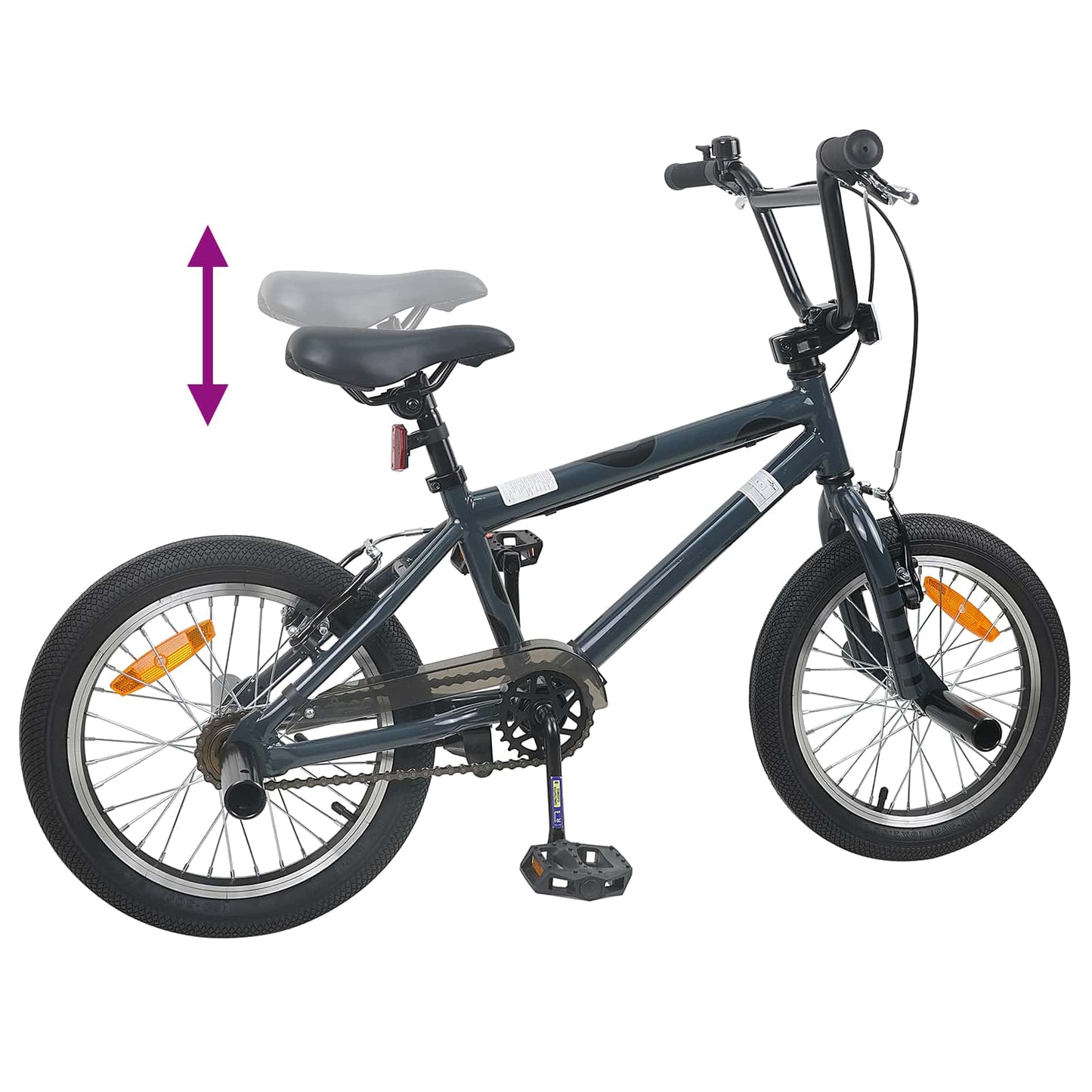 vidaXL BMX Ποδήλατο 16 ίντσες για παιδιά 5-8 ετών Σκούρο Γκρι