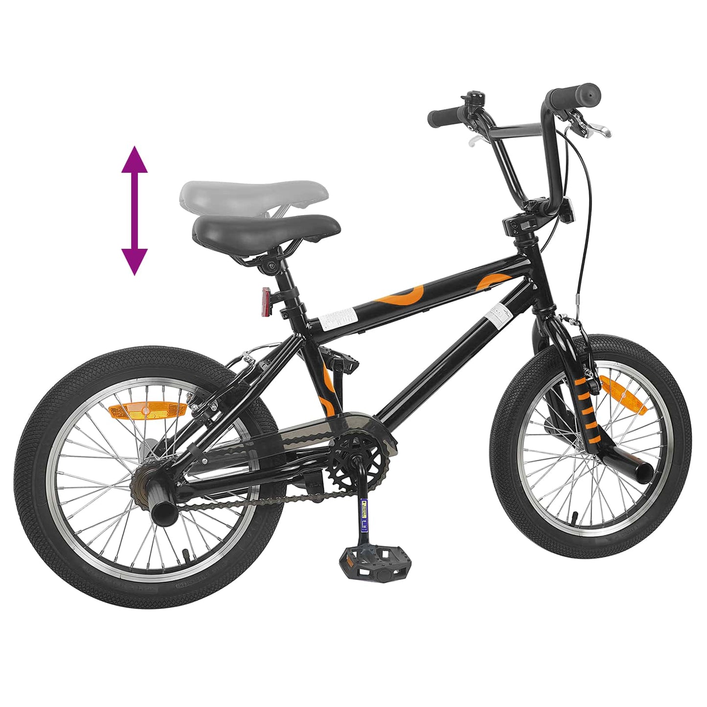 vidaXL BMX Ποδήλατο 16 ίντσες για παιδιά 5-8 ετών Μαύρο
