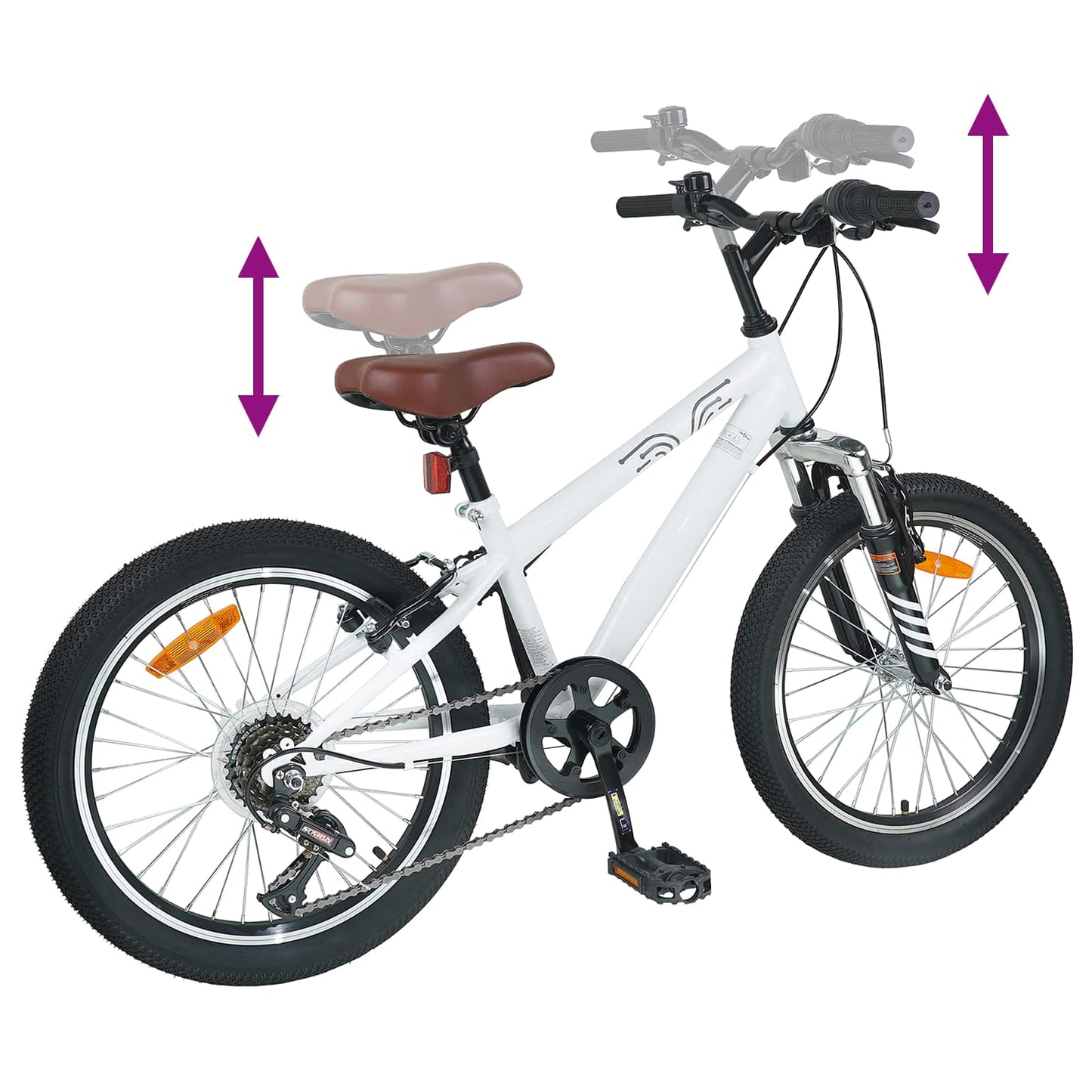 vidaXL Ορεινό Ποδήλατο 24 ίντσες 6-Speed για 8-12 ετών Λευκός