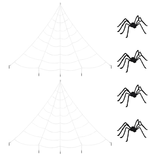vidaXL Διακόσμηση Σαρακιού Χαλοουίν με Ιστός 4 pcs Μαύρο και λευκό 150 εκ.