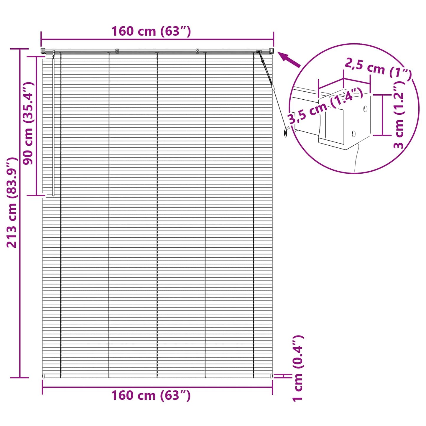 vidaXL Βενετσιάνικη Σκίαση Ασημί Γκρι 213 x 160 εκ PVC