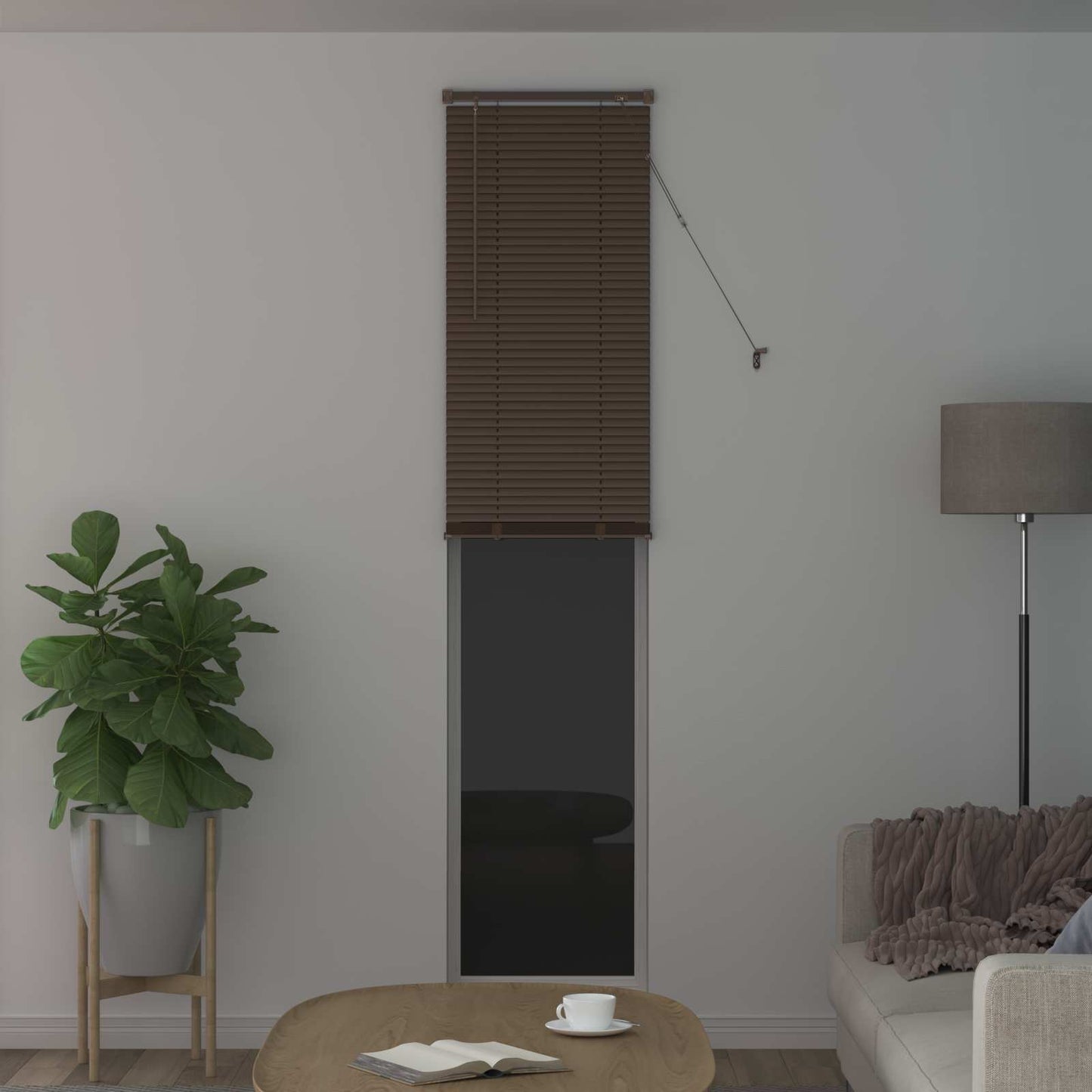 vidaXL Βενετσιάνικη Σκίαση Σκούρο Καφέ με Σχέδιο 213 x 50 εκ 25 mm PVC