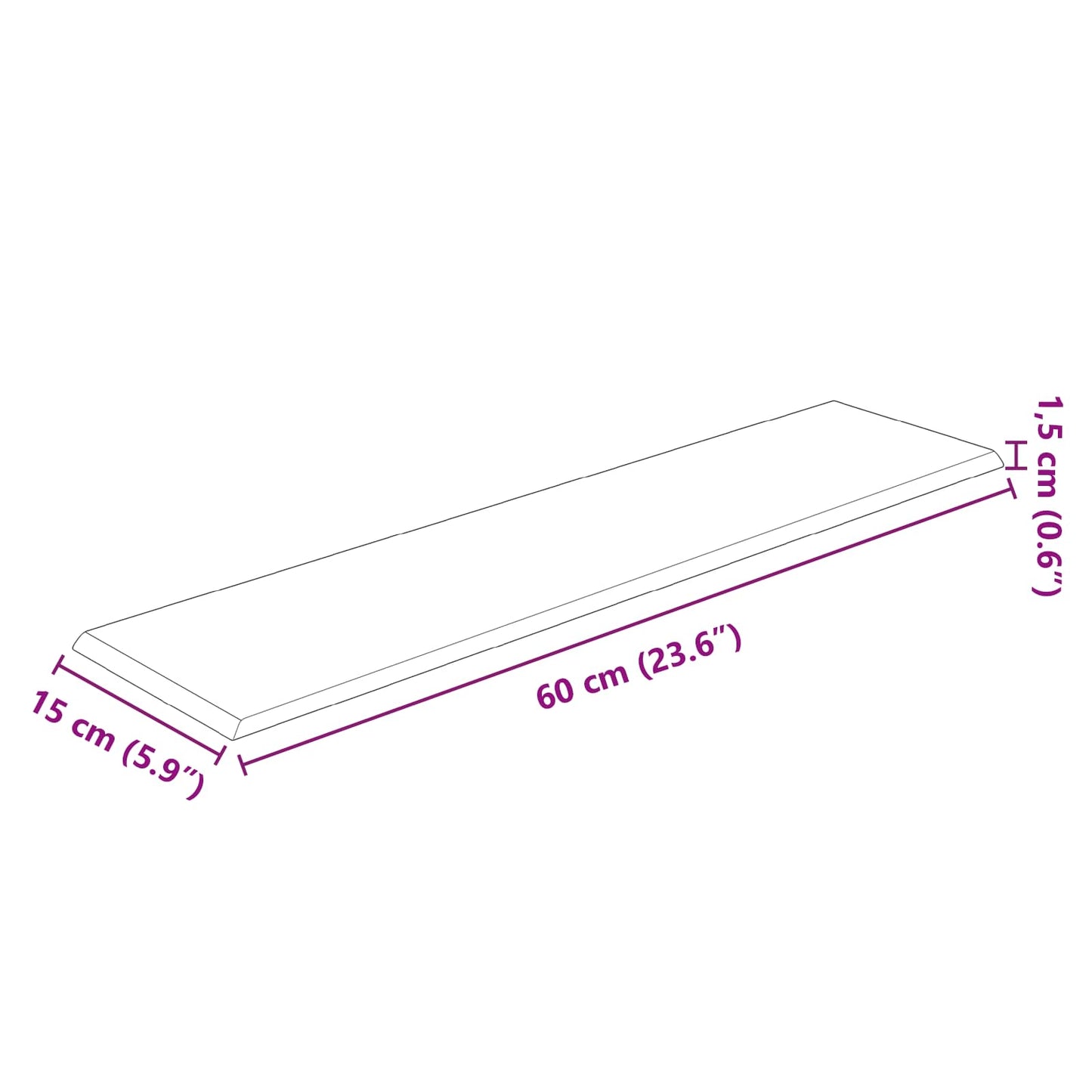 vidaXL Κεφαλάρι Τοίχου 12 pcs Μαύρο 60 x 15 cm ύφασμα