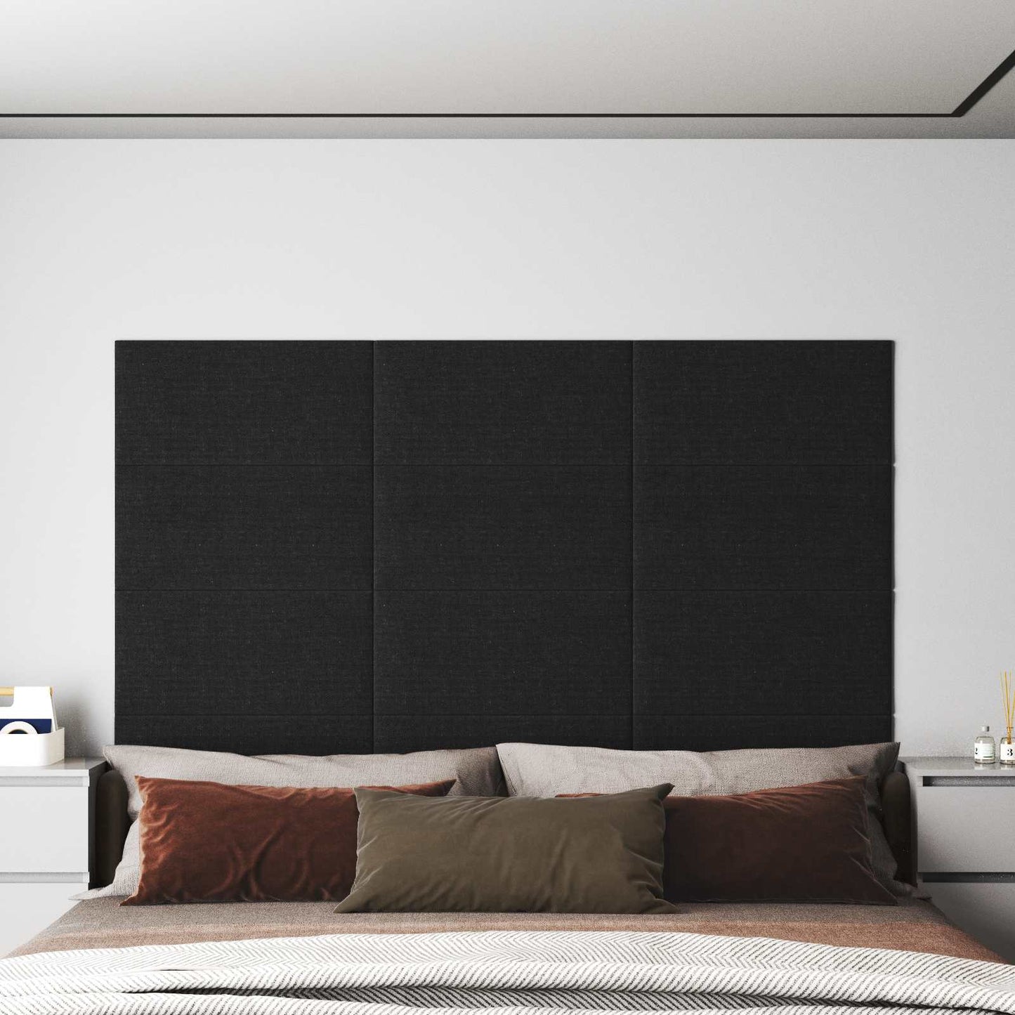 vidaXL Κεφαλάρι Τοίχου 12 pcs 60 x 30 cm Μαύρο ύφασμα