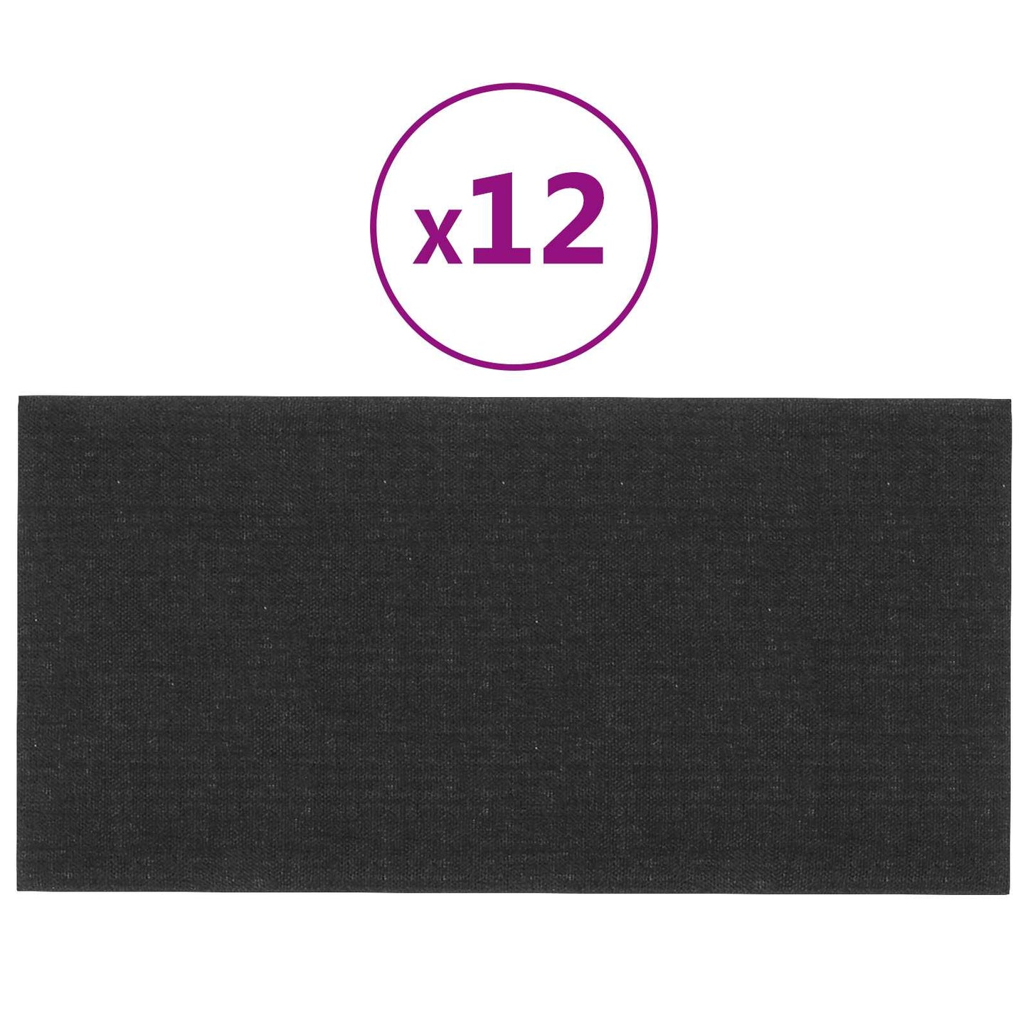 vidaXL Κεφαλάρι Τοίχου 12 pcs 60 x 30 cm Μαύρο ύφασμα
