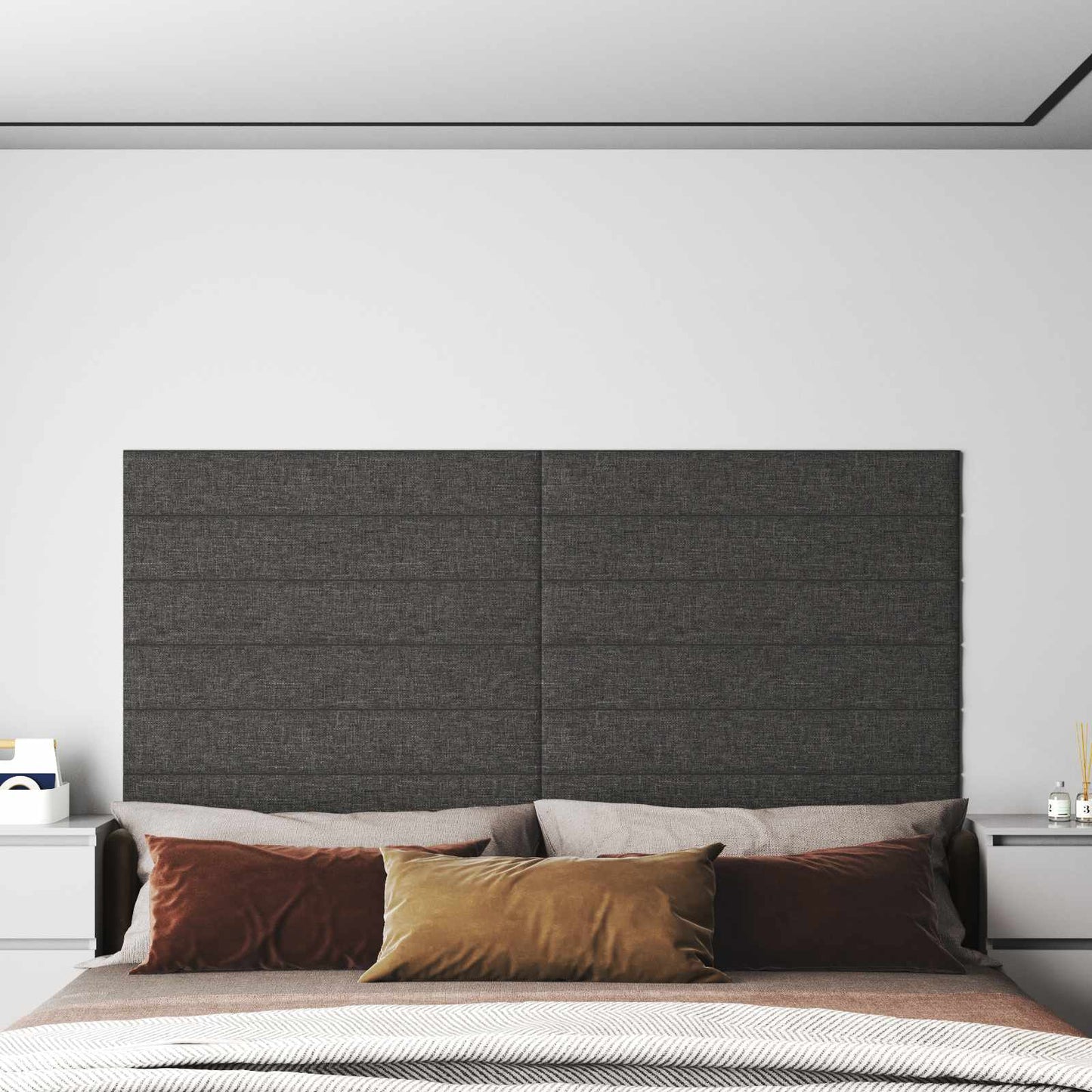 vidaXL Κεφαλάρι Τοίχου 12 pcs 90 x 15 cm Σκούρο Γκρι ύφασμα