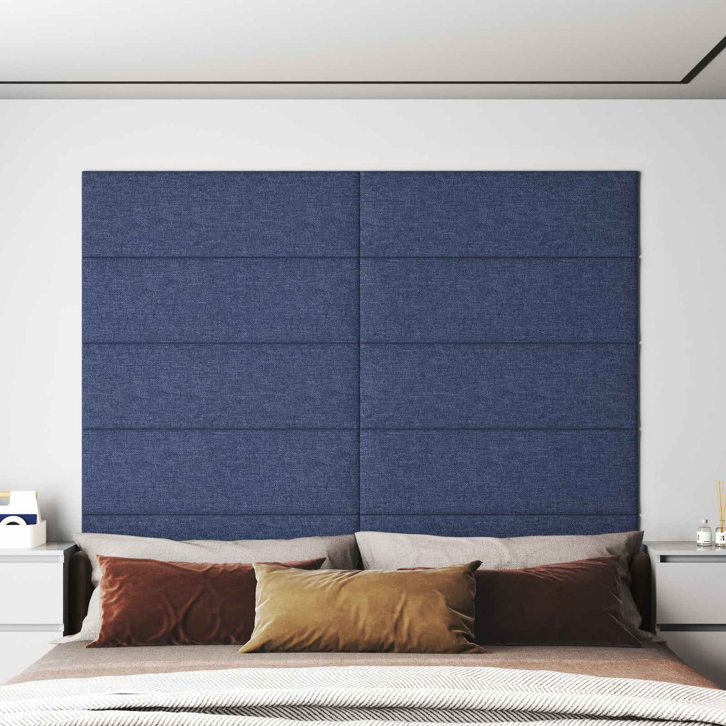 vidaXL Κεφαλάρι Τοίχου 12 pcs 90 x 30 cm Μπλε ύφασμα