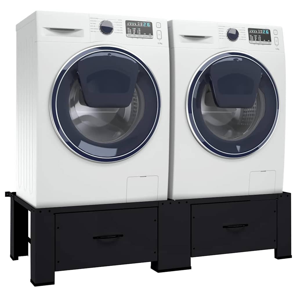 vidaXL Βάση Πλυντηρίου Ρούχων 2 τεμ. Μαύρο 127 x 54,5 x 32,5 εκ Ατσάλι