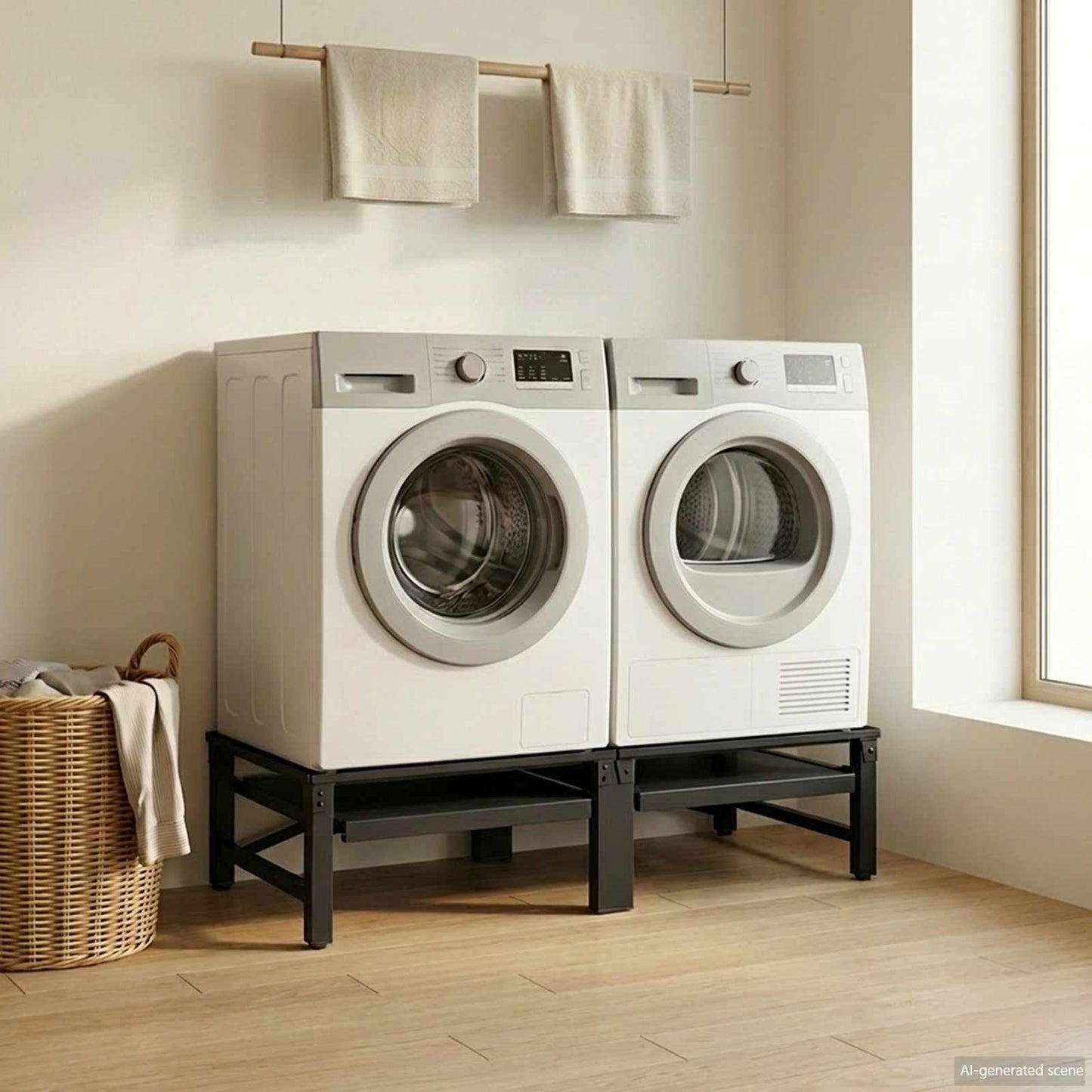 vidaXL Βάση Πλυντηρίου Ρούχων 2 τεμ. Μαύρο 124,5 x 61,5 x 32,5 εκ