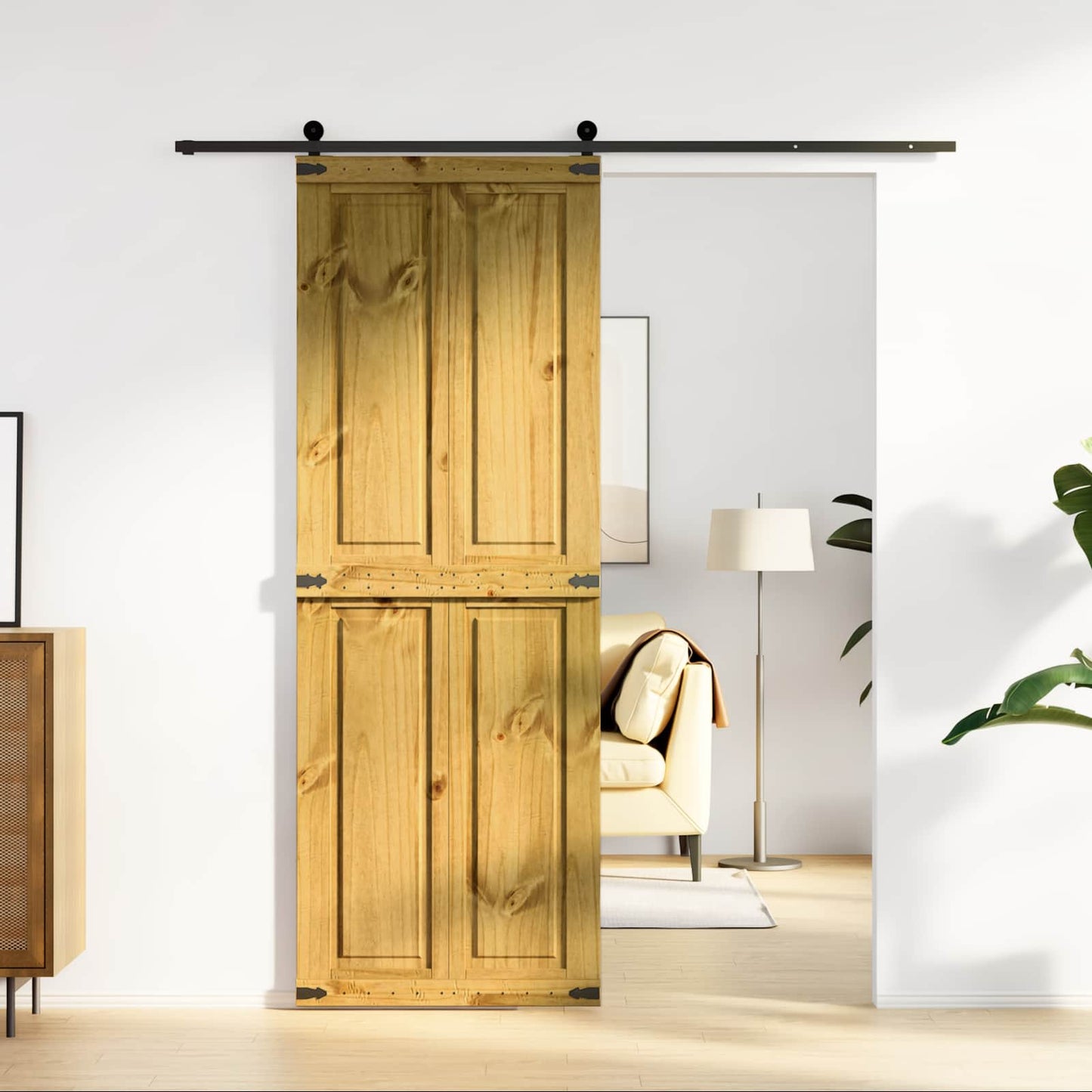 vidaXL Πόρτα αχυρώνα CORONA 70 x 210 cm Μασίφ Ξύλο Πεύκου Μέλι Καφέ