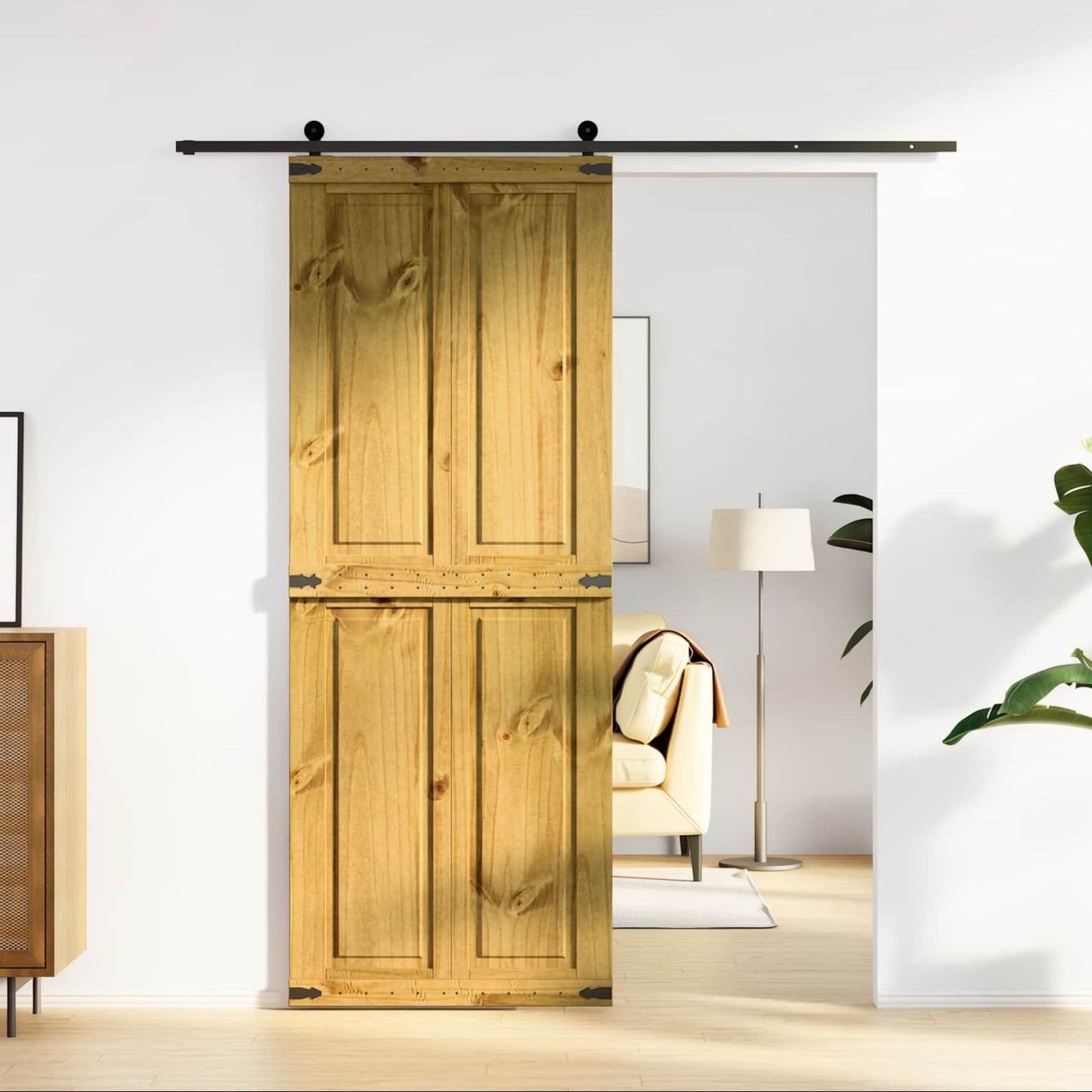 vidaXL Πόρτα αχυρώνα CORONA 80 x 210 cm Μασίφ Ξύλο Πεύκου Μέλι Καφέ