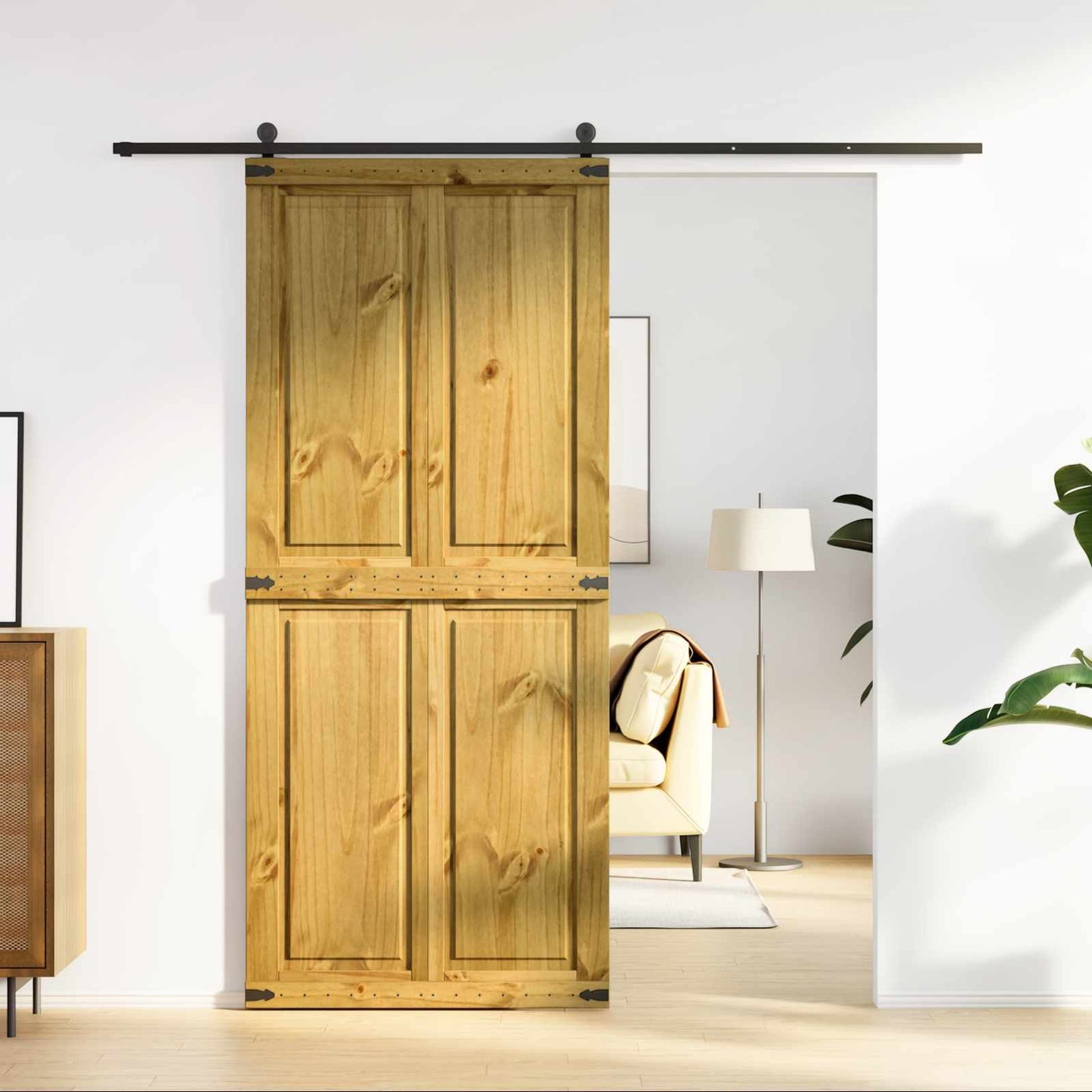 vidaXL Πόρτα αχυρώνα CORONA 90 x 210 cm Μασίφ Ξύλο Πεύκου Μέλι Καφέ