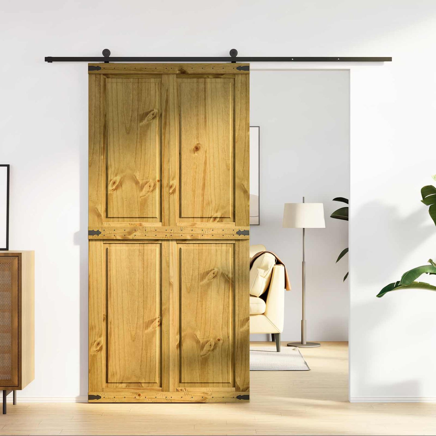 vidaXL Πόρτα αχυρώνα CORONA 100 x 210 cm Μασίφ Ξύλο Πεύκου Μέλι Καφέ