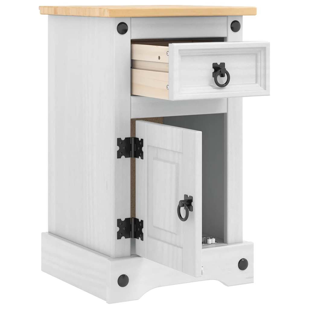 vidaXL Κομοδίνο Λευκό 35 x 32,5 x 58 εκ. Στερεά ξυλεία πεύκου