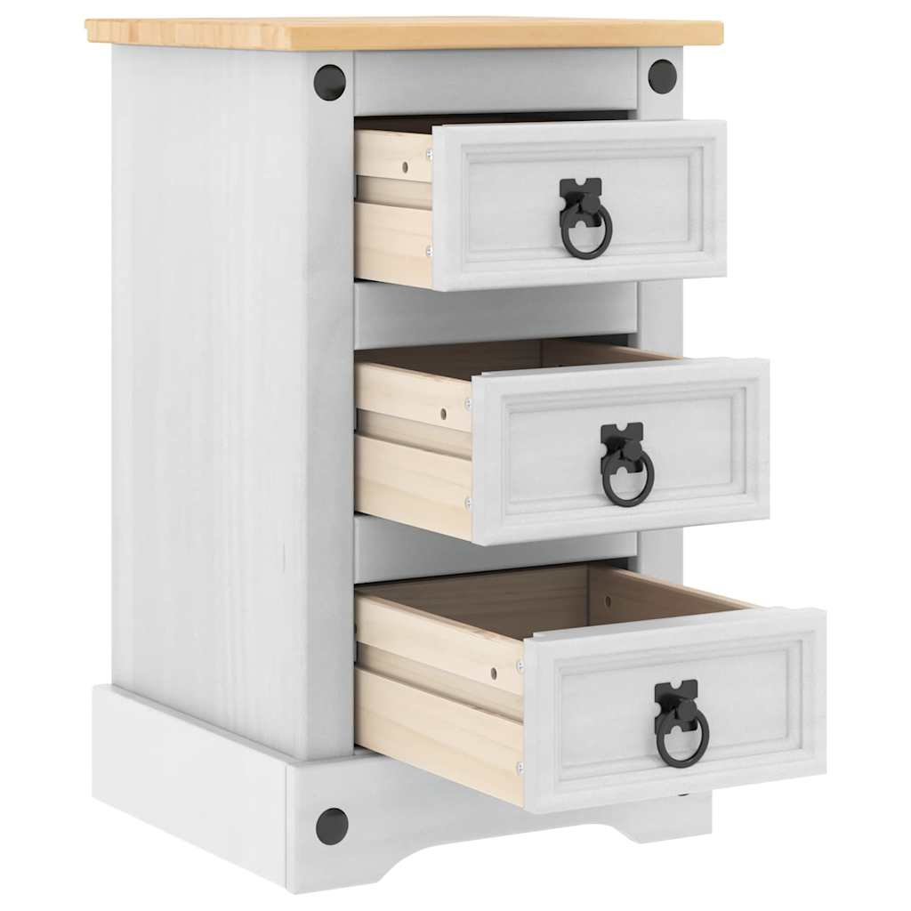 vidaXL Κομοδίνο Λευκό 35 x 32,5 x 58 εκ. Στερεά ξυλεία πεύκου