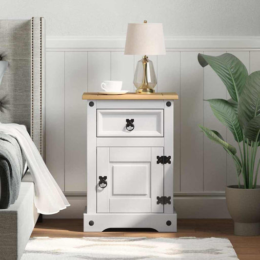 vidaXL Κομοδίνο Corona Λευκό 45 x 35 x 64 εκ. Στερεά ξυλεία πεύκου