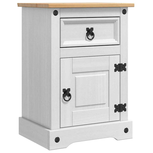 vidaXL Κομοδίνο Corona Λευκό 45 x 35 x 64 εκ. Στερεά ξυλεία πεύκου