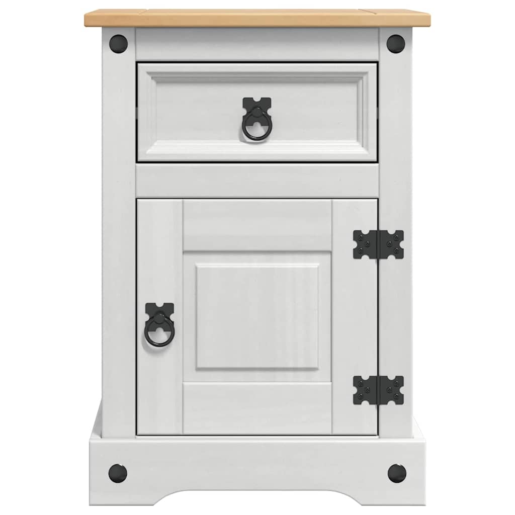 vidaXL Κομοδίνο με συρτάρι Λευκό 45 x 35 x 64 εκ. Στερεά ξυλεία πεύκου