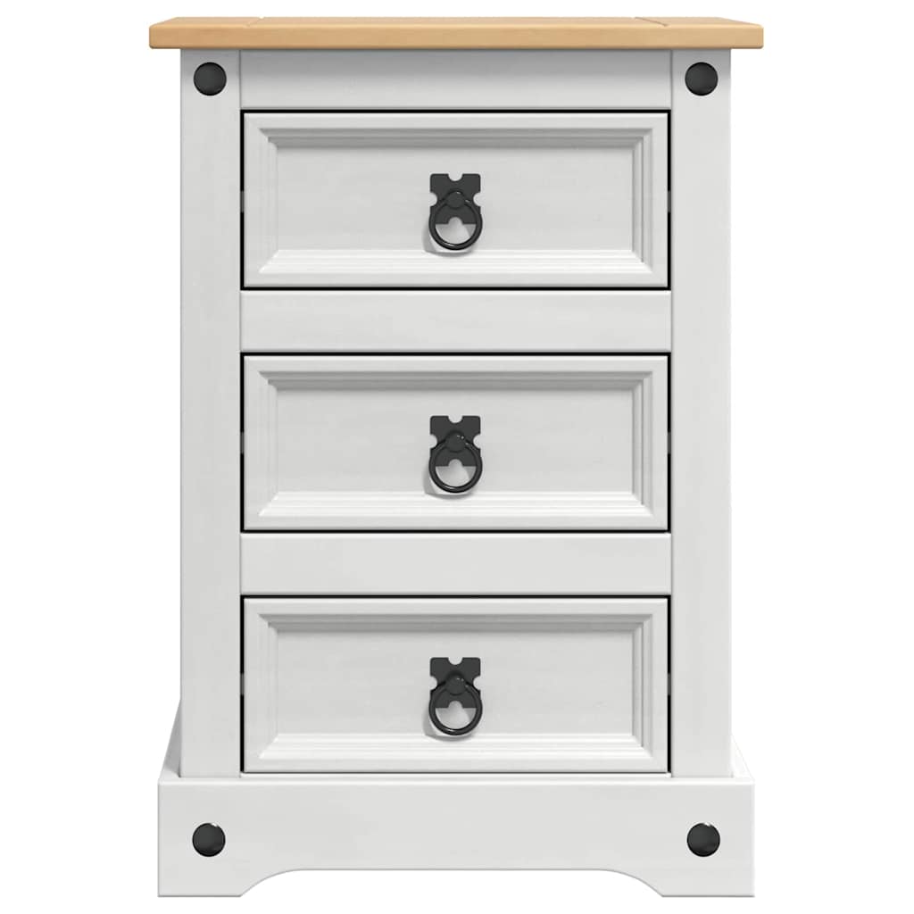 vidaXL Κομοδίνο με συρτάρι Λευκό 45 x 35 x 64 εκ. Στερεά ξυλεία πεύκου