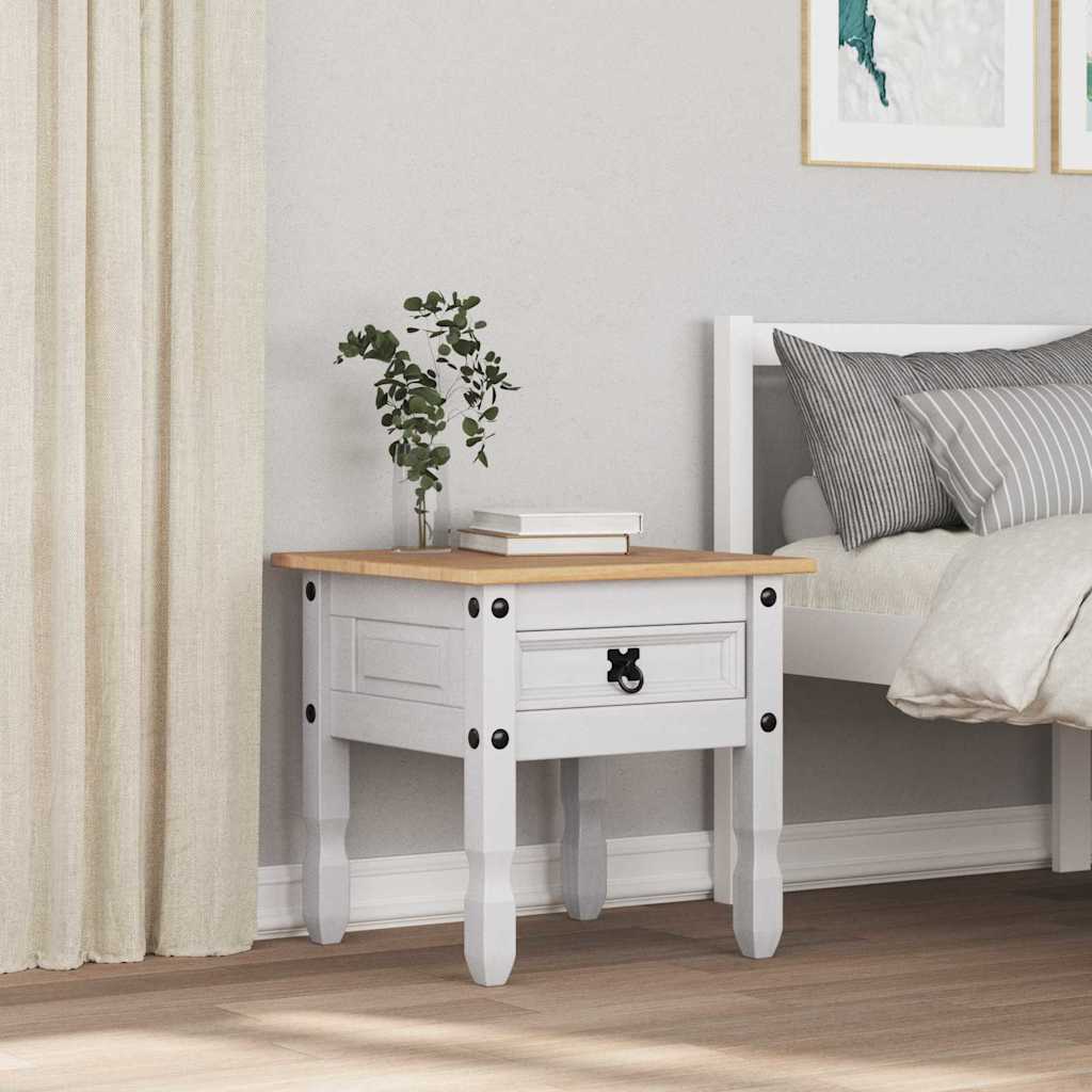 vidaXL End Table με συρτάρι Corona Λευκό 50 x 50 x 50 εκατοστά