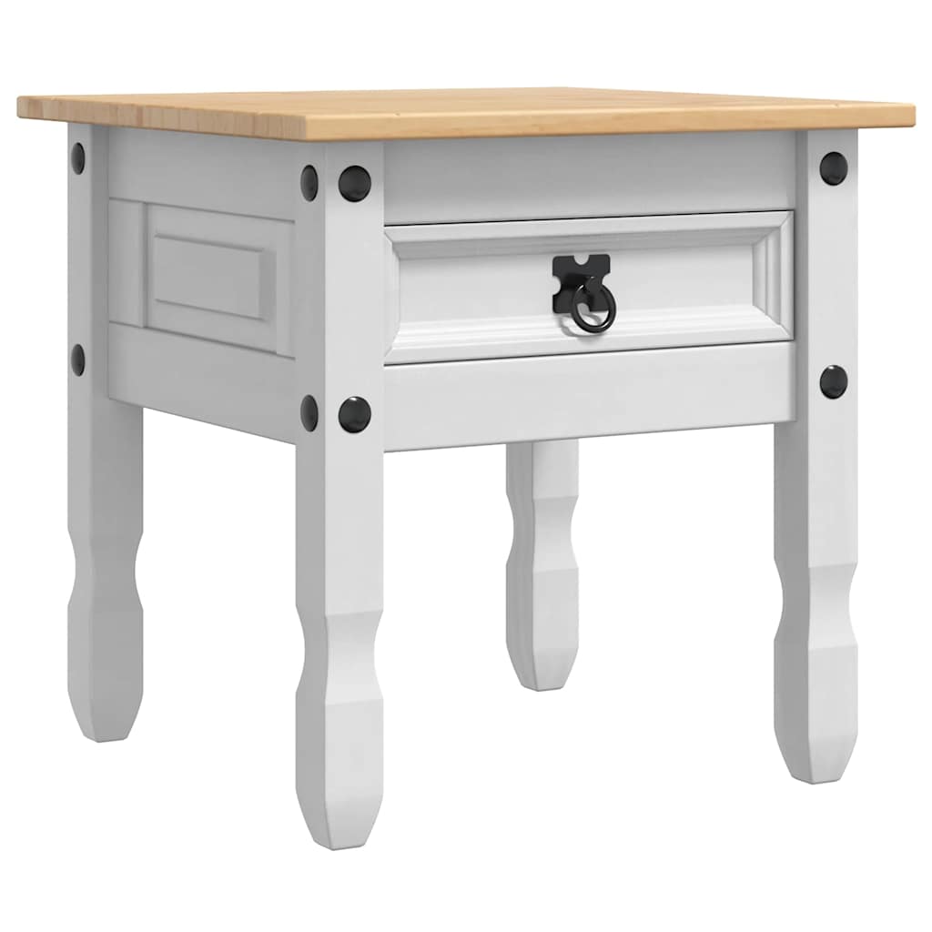 vidaXL End Table με συρτάρι Corona Λευκό 50 x 50 x 50 εκατοστά